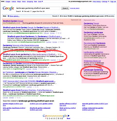 SEO screen shot - atlas landscaping result